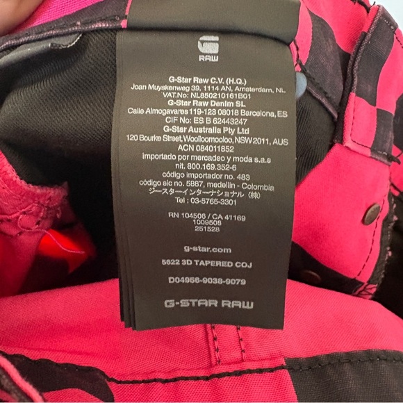 G-STAR RAW Elwood Pink Chef’s Check print mid rise boyfriend jeans pants black - Picture 13 of 16